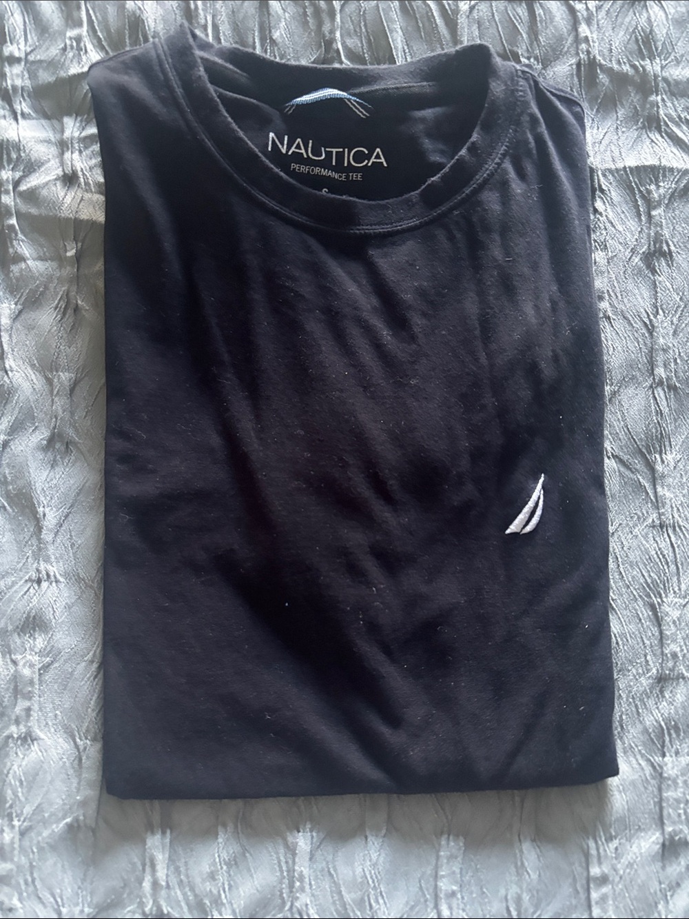 Nautica Black Short Sleeve Performance Tee with White Sail Emblem
